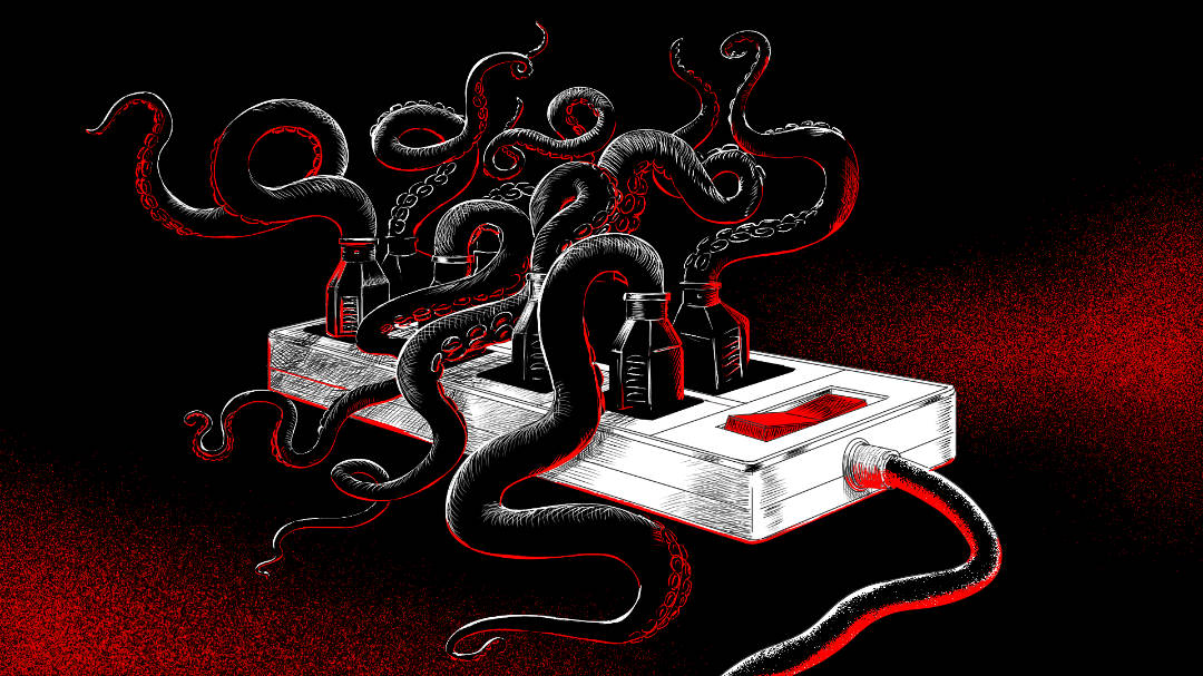 Tentacles coming out of a power strip.